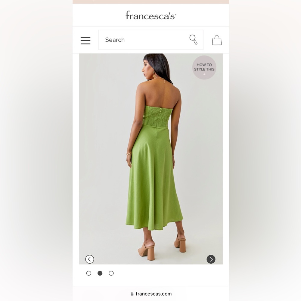 Francesca's Collections Lime Green Strapless Twist Midi Dress - Picture 2 of 5